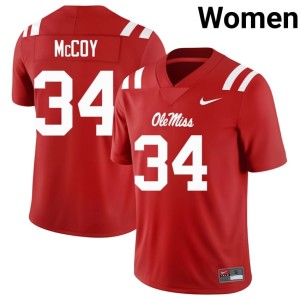 #34 Alumni Womens Iverson McCoy College Football Red Miss Rebels Jersey 302452-494