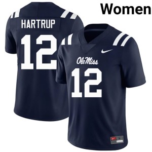 #12 Ole Miss Rebels Navy Embroidery Izaiah Hartrup Women College Football Jersey 854204-683