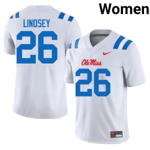 #26 Ole Miss JT Lindsey University Womens White College Football Jersey 851229-590