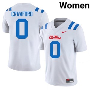#0 College Football White Mississippi Rebels Womens Jalyn Crawford Player Jersey 865074-191