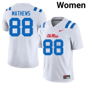 #88 Womens White Jase Mathews College Football University of Mississippi Official Jerseys 652511-596