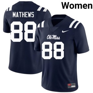 #88 Women's Jase Mathews UM Rebels College Football Navy Replica Jerseys 714426-251