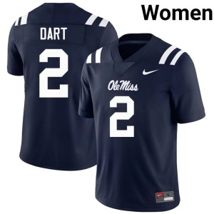 #2 High School Jaxson Dart Women Forward Rebels Navy College Football Jersey 971012-566