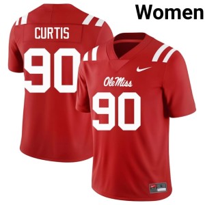 #90 Mississippi Jayden Curtis College Football Women Red NCAA Jerseys 183417-487