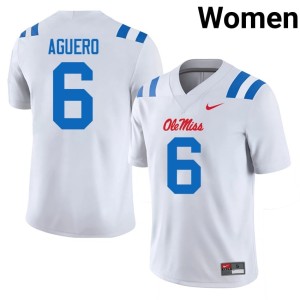 #6 Embroidery Joenel Aguero White College Football Women Ole Miss Rebels Jerseys 539725-955
