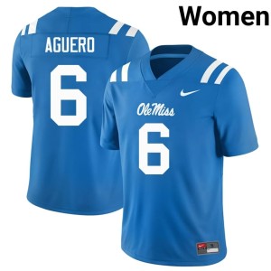 #6 Joenel Aguero Game College Football Women Powder Blue Ole Miss Jersey 822027-179