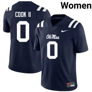 #0 Navy College Football Limited Johntay Cook II Women's Ole Mississippi Rebels Jersey 931473-349