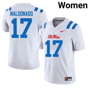 #17 Jonathan Maldonado College Football Official Women's White Mississippi Jerseys 171275-840