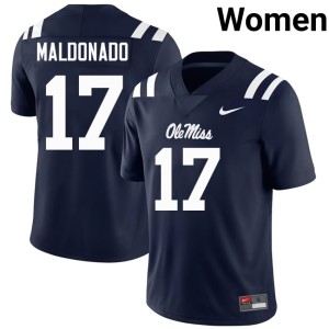 #17 Navy Ole Mississippi Rebels High School Women's College Football Jonathan Maldonado Jerseys 805055-149
