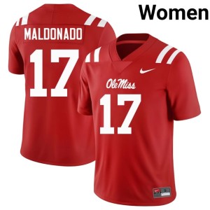 #17 Womens College Football Stitched Red Ole Miss Jonathan Maldonado Jerseys 141666-994