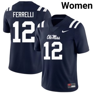 #12 Navy Luke Ferrelli High School Miss Rebels Women College Football Jerseys 280494-413