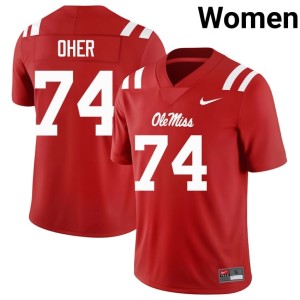 #74 Womens Michael Oher College Football Ole Miss Alumni Red Jersey 397247-130