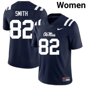 #82 Michael Smith Mississippi Game College Football Women's Navy Jerseys 914335-338