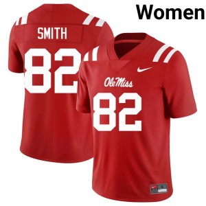 #82 UM Rebels NCAA Womens Michael Smith College Football Red Jerseys 734352-622