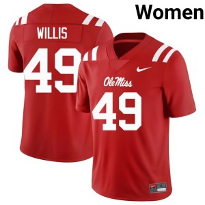 #49 Patrick Willis Limited Red College Football Ole Miss Rebels Women's Jersey 339537-114