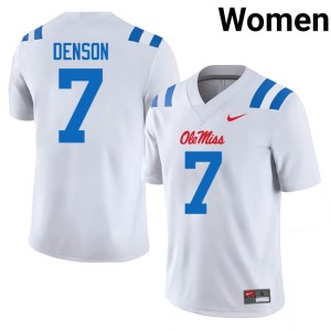 #7 College Football Mississippi White Sharif Denson High School Womens Jerseys 956250-325