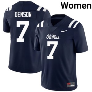 #7 Ole Miss Rebels Women's Navy College Football Sharif Denson Stitched Jersey 603069-455