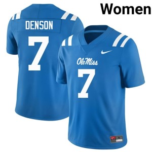 #7 College Football Sharif Denson Women's Powder Blue 2026-27 Ole Mississippi Jersey 315993-594