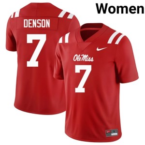 #7 Ole Mississippi College Football Women Red Official Sharif Denson Jerseys 849463-147