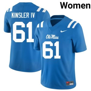 #61 Tommy Kinsler IV College Football University Womens Powder Blue Miss Rebels Jersey 726978-168