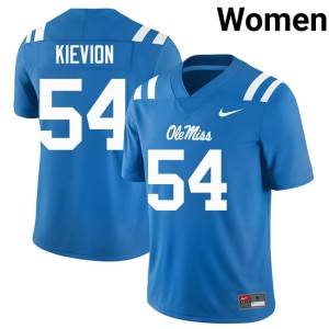 #54 Mississippi Rebels College Football Women Powder Blue Tre'Kievion Ellis Stitched Jerseys 312541-714