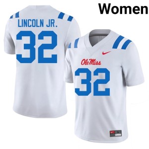 #32 College Football Replica White Mississippi Rebels Victor Lincoln Jr. Women Jersey 994352-305