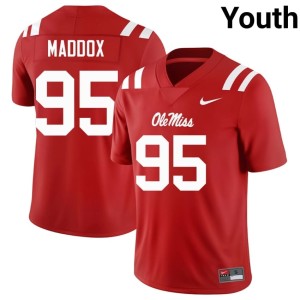 #95 Red College Football Youth 2026 Andrew Maddox Forward Rebels Jersey 772316-967