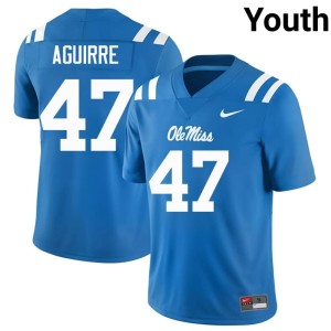#47 Powder Blue Anthony Aguirre College Football Youth High School Ole Miss Jersey 169810-518