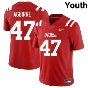 #47 Youth Miss Rebels College Football University Red Anthony Aguirre Jerseys 472312-372