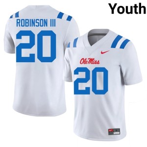 #20 Anthony Robinson III Ole Mississippi White College Football Replica Youth Jerseys 901038-609