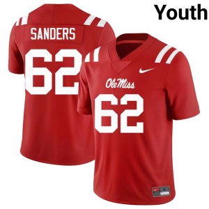 #62 NCAA Brycen Sanders UM Rebels Youth Red College Football Jerseys 170096-219
