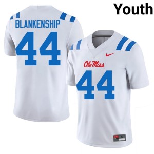 #44 Youth Embroidery University of Mississippi White College Football Caleb Blankenship Jerseys 155036-318