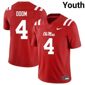 #4 Youth Caleb Odom Red University College Football Mississippi Jerseys 260954-172