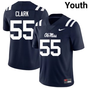 #55 Youth Ole Miss College Football Cam Clark Navy University Jerseys 809681-904