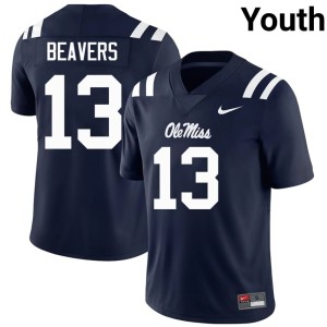 #13 Youth Alumni Cedrick Beavers Navy College Football Miss Rebels Jersey 810092-226