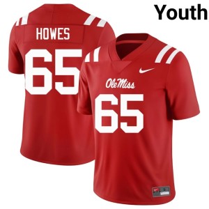 #65 Connor Howes Youth Red Ole Miss College Football Limited Jerseys 812798-542