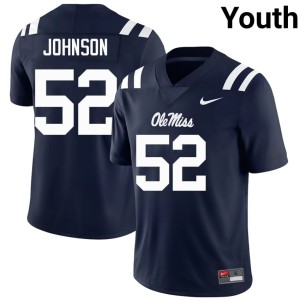 #52 Youth University College Football Ole Miss Navy Cooper Johnson Jersey 109360-543