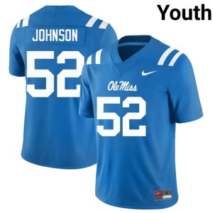 #52 Youth Ole Miss Rebels College Football Game Powder Blue Cooper Johnson Jerseys 652893-433