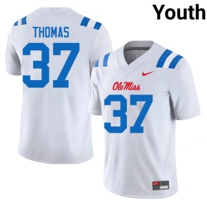 #37 White Youth Cortez Thomas College Football Ole Miss Rebels NCAA Jersey 172700-849