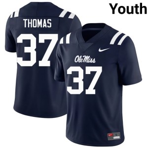 #37 College Football University Youth Navy Cortez Thomas Ole Mississippi Jerseys 799871-623