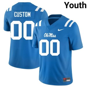 #00 Official College Football Powder Blue Youth Custom University of Mississippi Jersey 997894-953