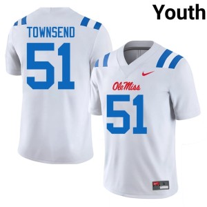 #51 Ole Mississippi Rebels Youth NCAA White College Football Delano Townsend Jersey 492837-489