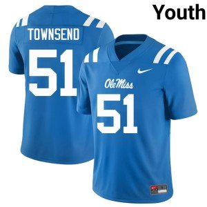 #51 High School Ole Mississippi Rebels Youth Delano Townsend Powder Blue College Football Jerseys 592766-437