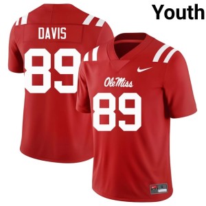 #89 College Football 2026 Red Youth Miss Rebels Dylan Davis Jersey 169109-698