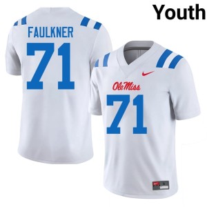 #71 Youth White Ole Miss Rebels College Football Player Emanuel Faulkner Jersey 954177-718
