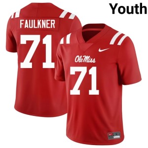 #71 Youth Official Red Emanuel Faulkner College Football Ole Miss Jerseys 128292-922