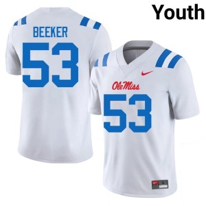 #53 Embroidery College Football Ford Beeker Youth Mississippi Rebels White Jerseys 437778-111