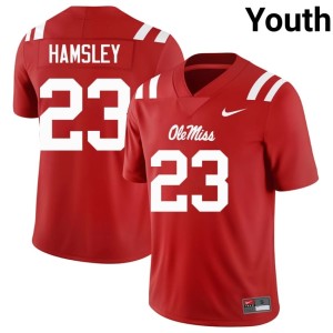 #23 Red Youth College Football Forward Rebels George Hamsley University Jerseys 894276-342