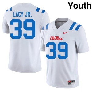 #39 College Football Gerald Lacy Jr. Stitched Ole Mississippi Rebels White Youth Jerseys 192775-288