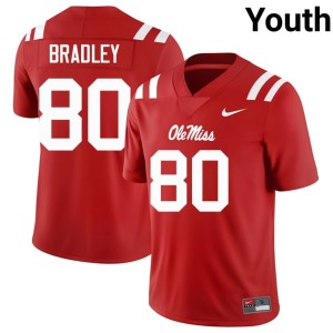 #80 NCAA Hayden Bradley College Football Mississippi Rebels Youth Red Jerseys 931567-162